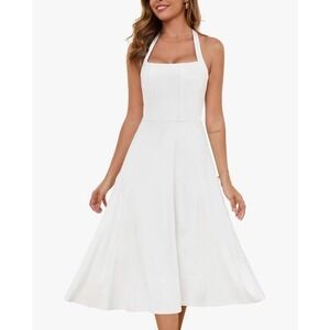 Zattcas Womens 2025 Spring Summer Halter Neck Sleeveless Flowy Swing Dress NWT